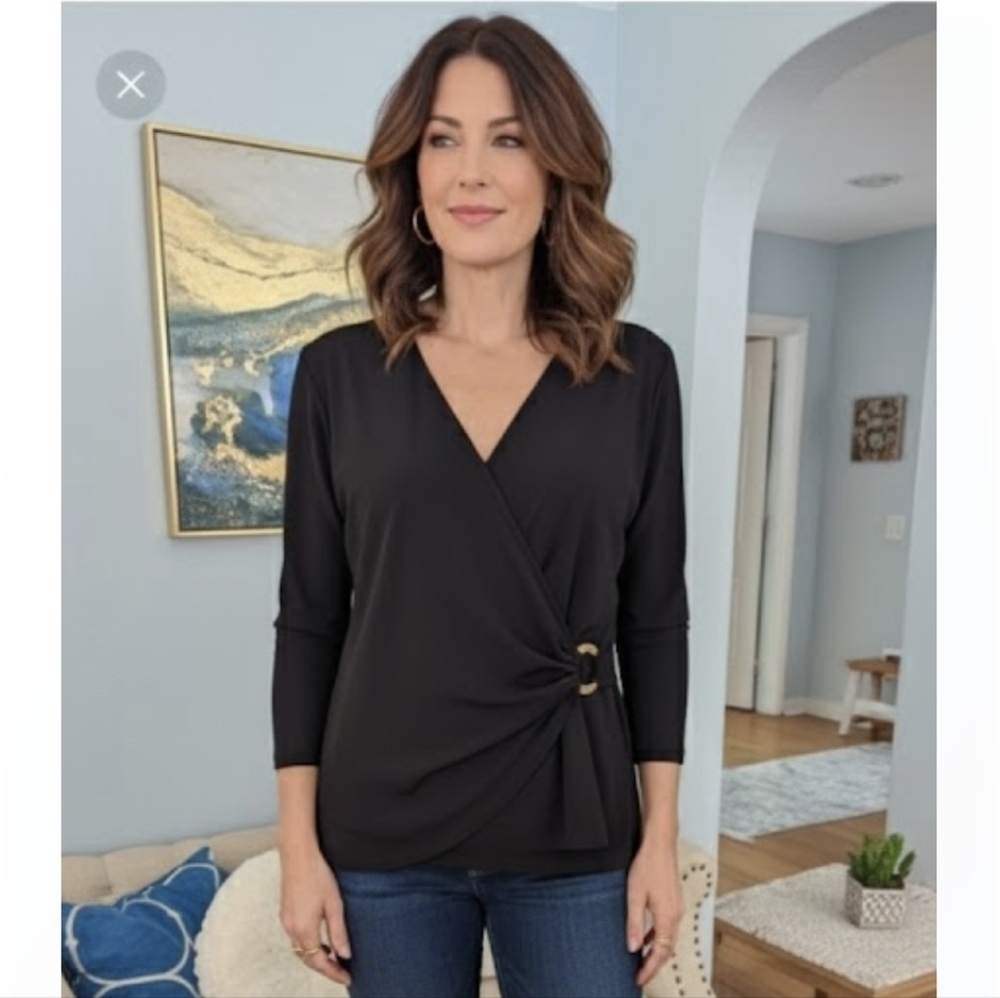 MICHAEL KORS BLACK  V-NECK SURPLICE Size L
